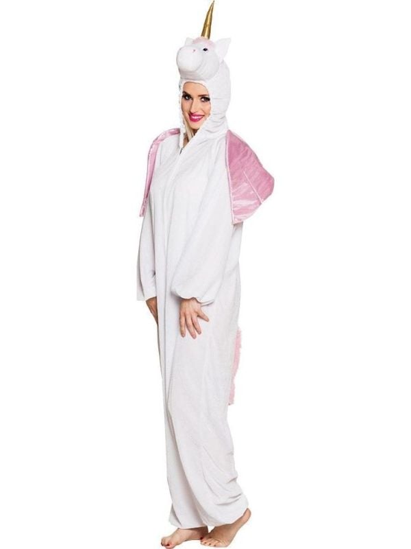 Pluche unicorn onesie wit