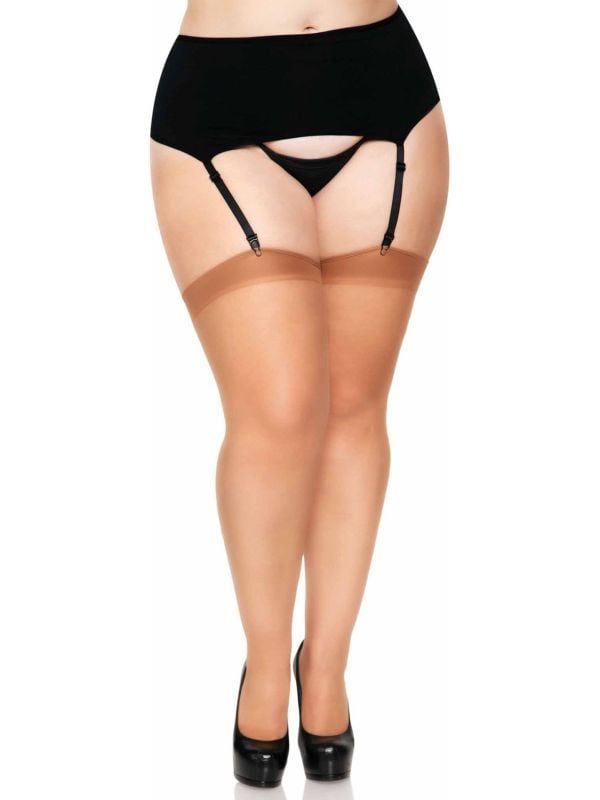 Plus size stockings met naad huidskleur