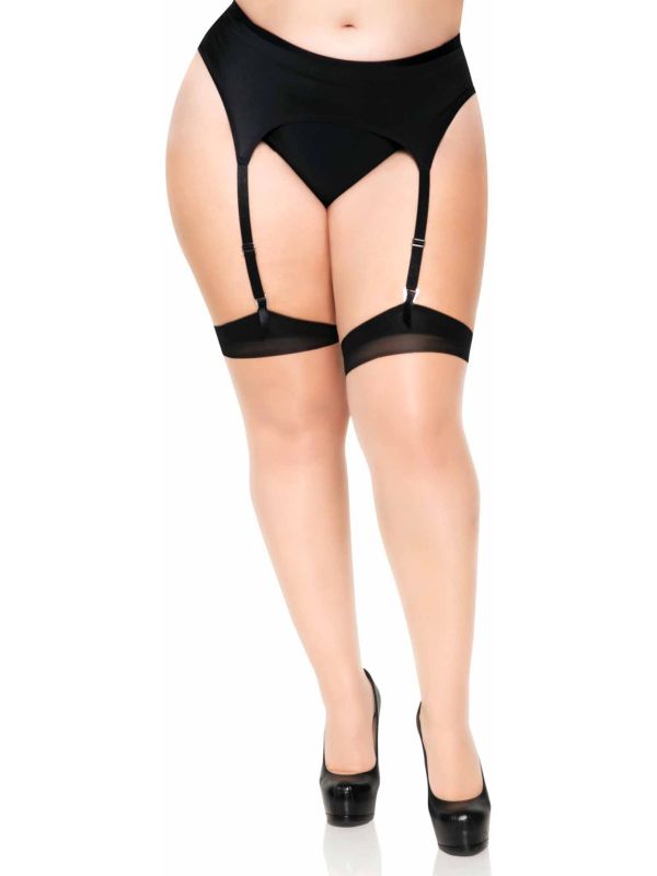 Plussize transparante elastaan kousen zwart