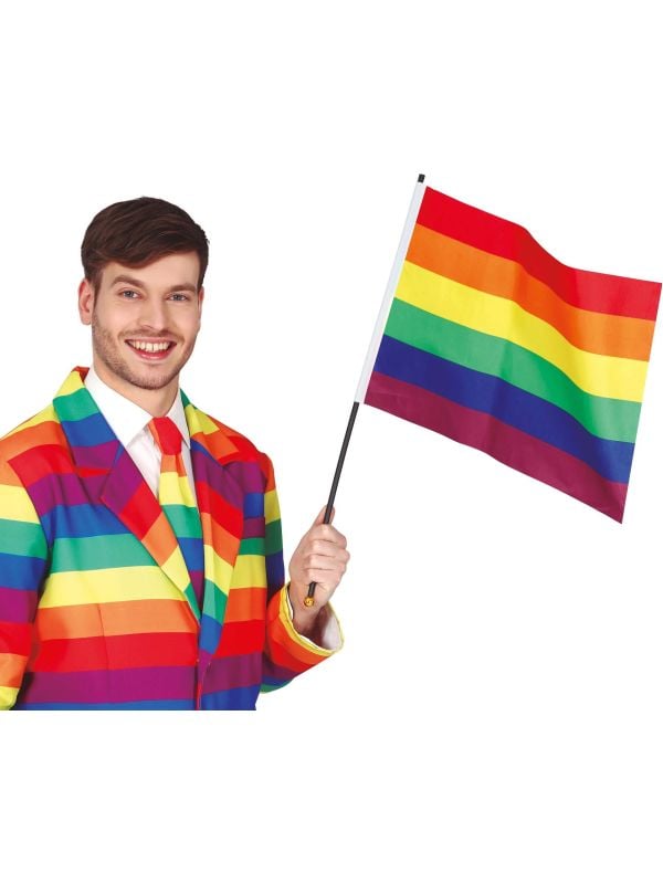 Pride Regenboog Vlag met Stok