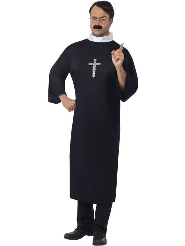 Priester kostuum zwart heren