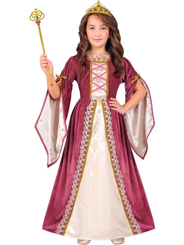 Prinses Jurk Middeleeuwen Bordeauxrood Meisjes