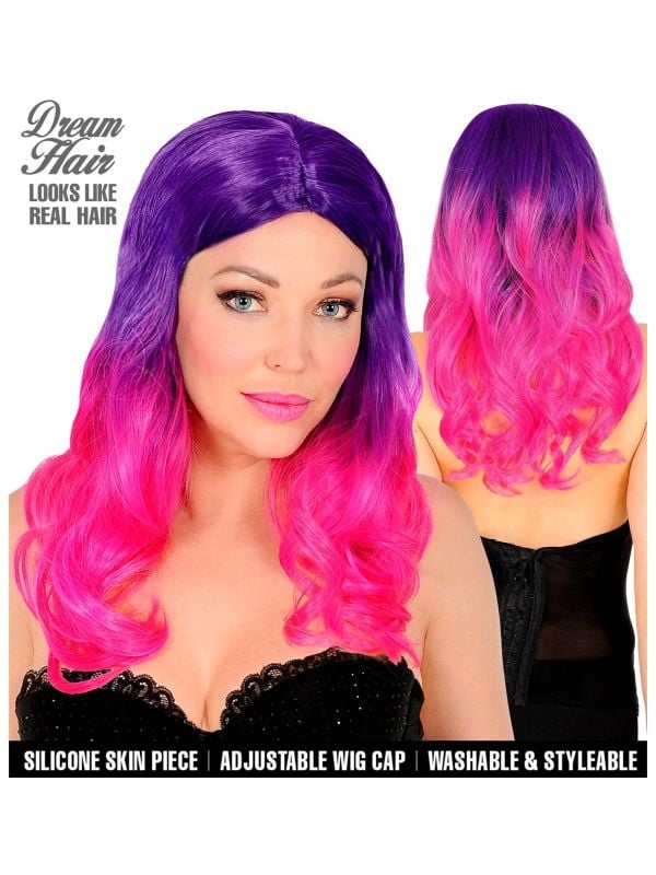 Pruik ombre diva roze