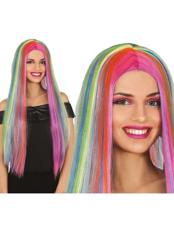 Pruik Regenboog Lang Stijl Dames