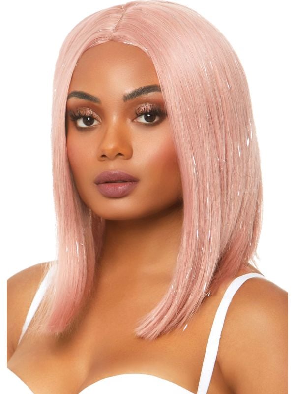 Pruik roze lange bob main product photo