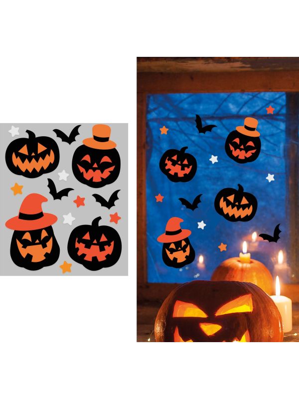Raamdecoratie gelstickers pompoen halloween