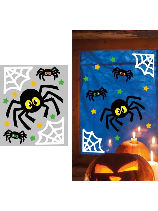 Raamdecoratie gelstickers spinnen halloween