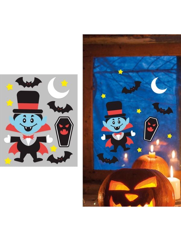 Raamdecoratie gelstickers vampier halloween