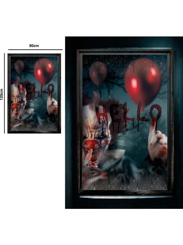 Raamdecoratie poster horror clown 80 x 120 cm halloween