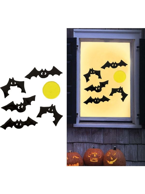 Raamdecoratie vleermuizen 20 x 20 cm halloween