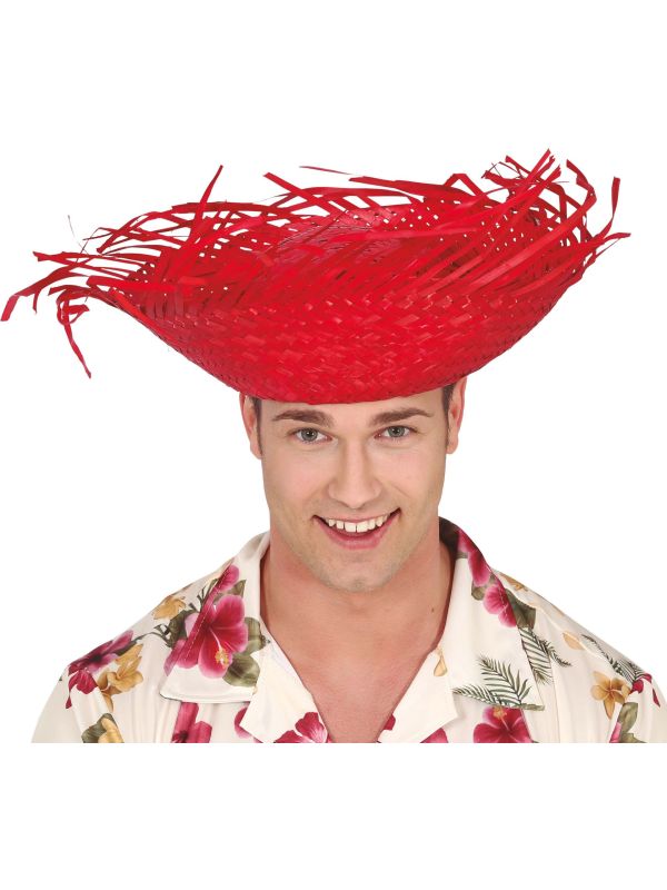 Rafelige strohoed rood main product photo