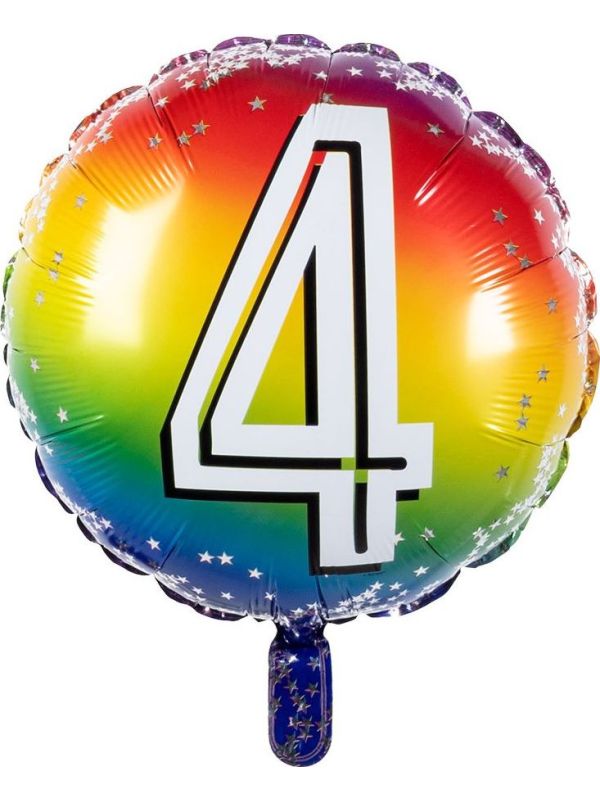 Rainbow folieballon 4 jaar main product photo