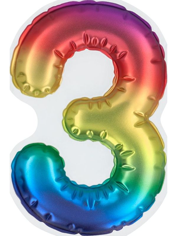 Rainbow zelfklevende cijferballon 3 main product photo