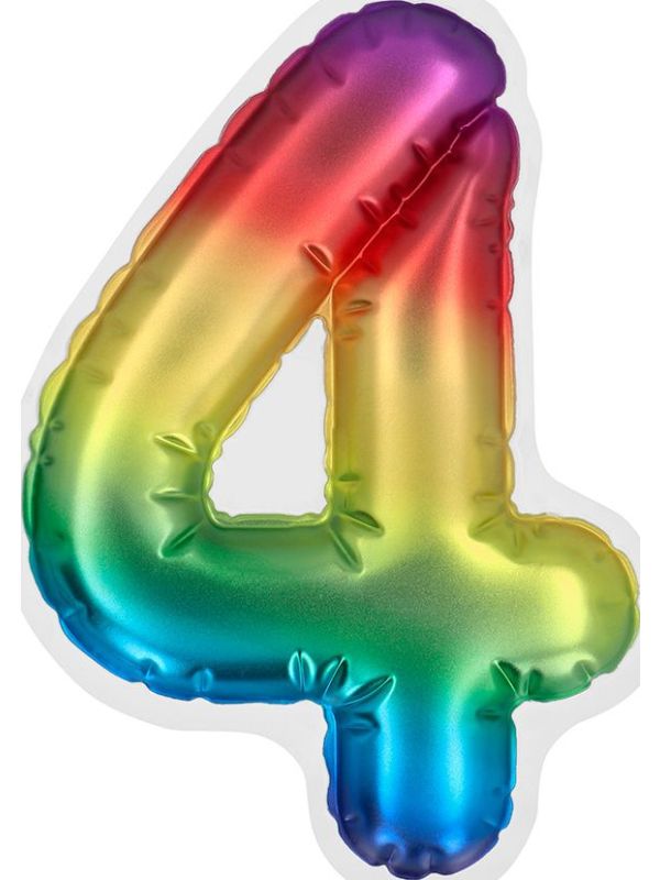 Rainbow zelfklevende cijferballon 4 main product photo