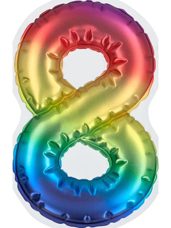 Rainbow zelfklevende cijferballon 8 main product photo