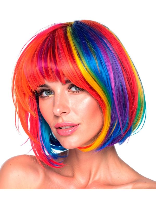 Regenboog Boblijn Pruik Dames Feest