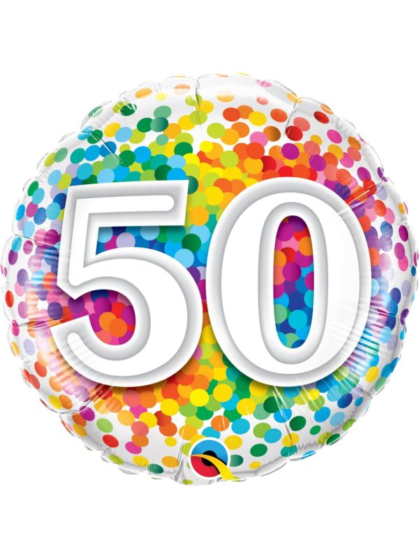Regenboog confetti 50 jaar folieballon main product photo