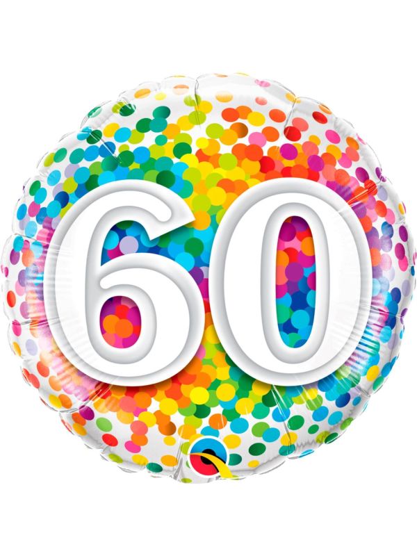 Regenboog confetti 60 jaar folieballon main product photo