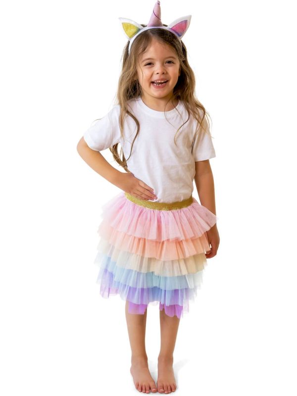 Regenboog Eenhoorn Rok met Haarband Meisjes