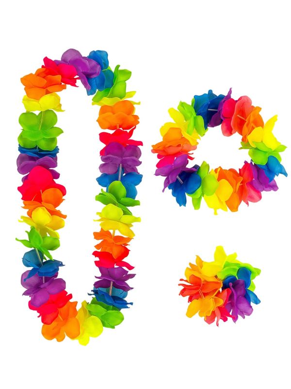 Regenboog Hawaii Verkleedset Bloemenkransen