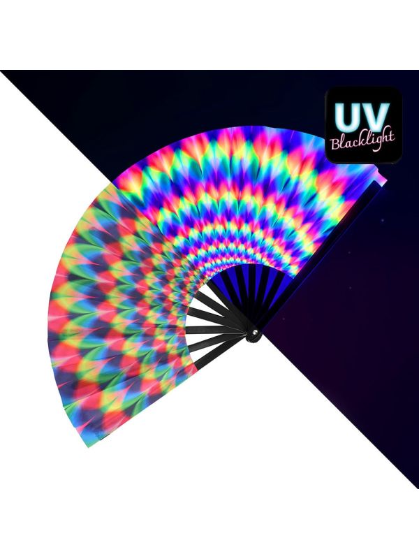 Regenboog Psychedelische Handwaaier XL
