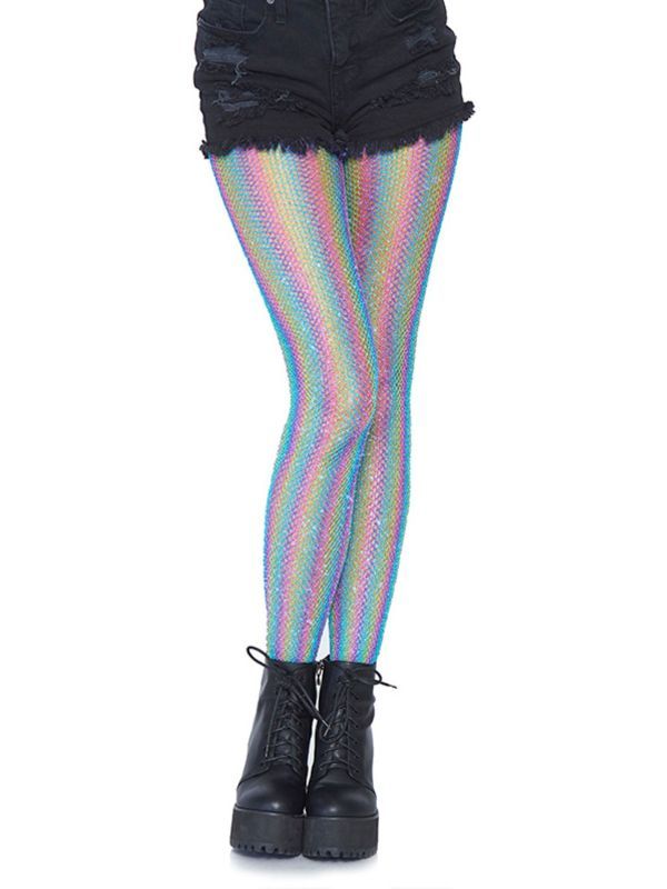 Regenboog strepen visnetpanty