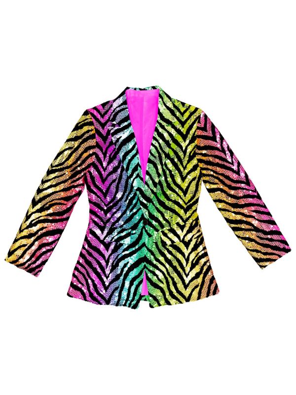Regenboog tijgerprint pailletten colbert vrouwen