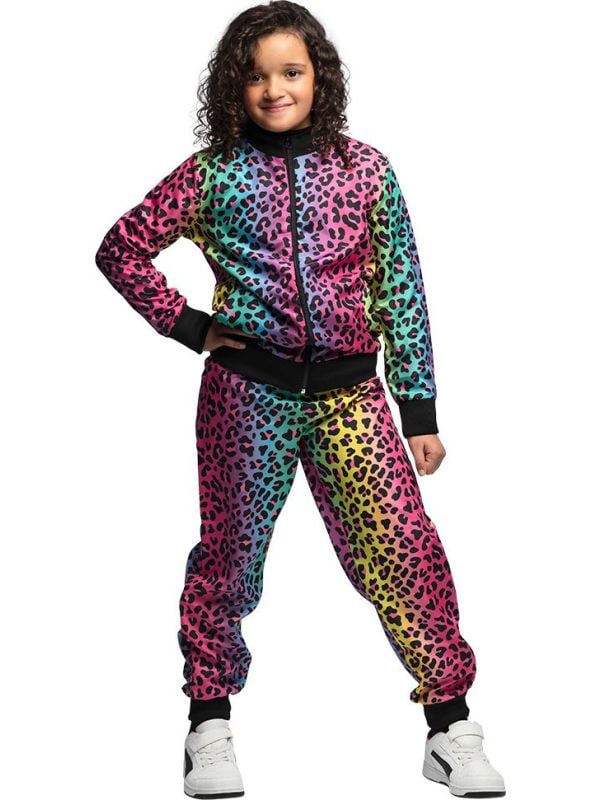 Regenboog trainingspak panterprint kinderen unisex