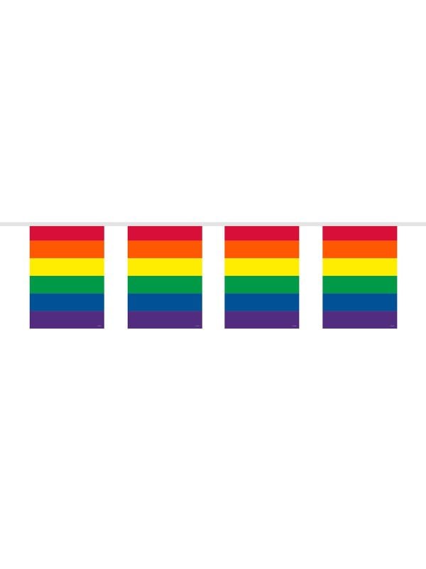 Regenboog vierkant vlaggenlijn 10 meter