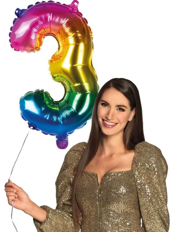 Regenboog XL folieballon cijfer 3 main product photo