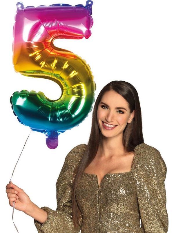 Regenboog XL folieballon cijfer 5 main product photo