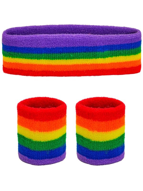 Regenboogset Hoofdband met Polsbandjes