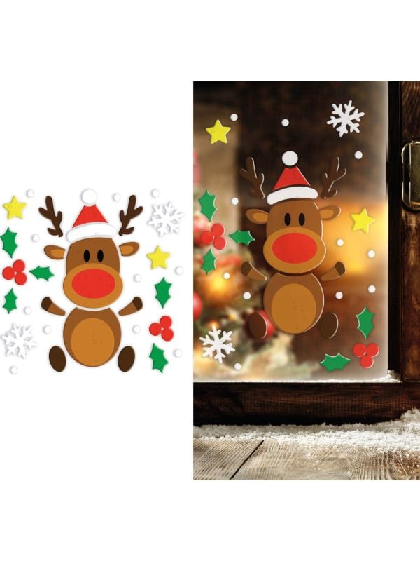 Rendier raam stickers gel kerst