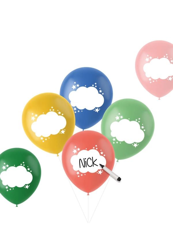 Retro beschrijfbare ballonnen 6 stuks
