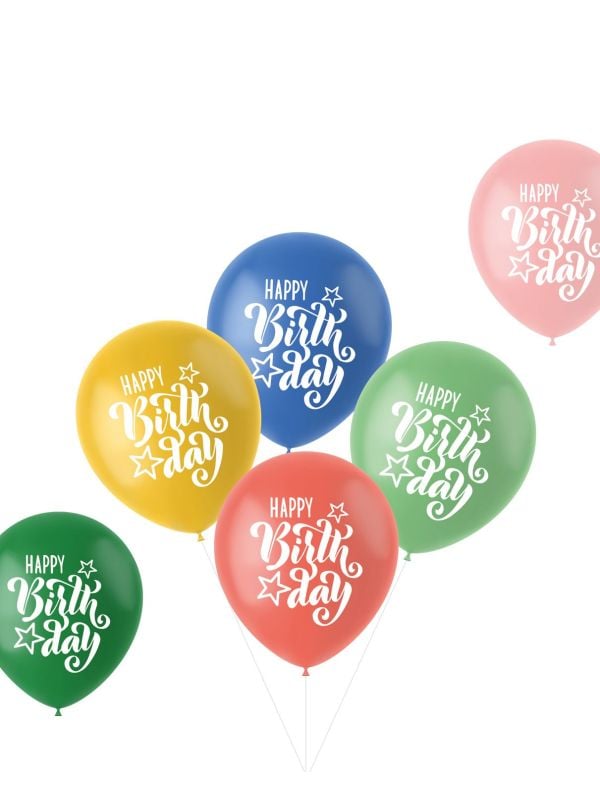 Retro happy birthday ballonnen 6 stuks main product photo