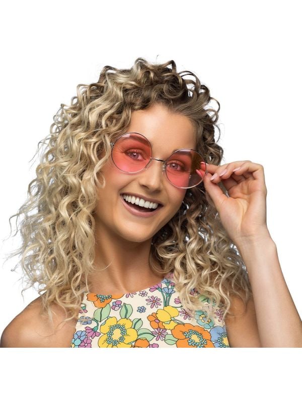 Retro hippie partybril XL roze
