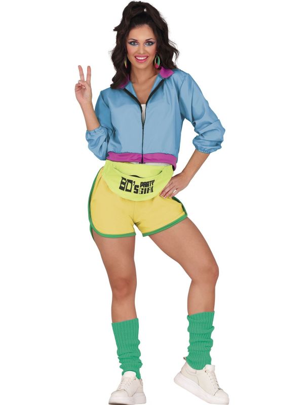 Retro Skater Chick 80's Aqua/Lime Neon main product photo