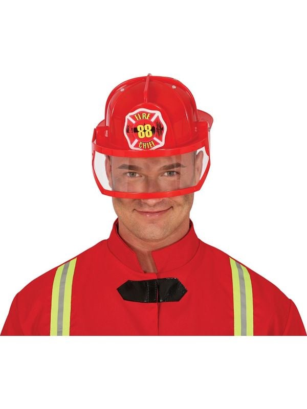 Rode brandweerhelm met vizier