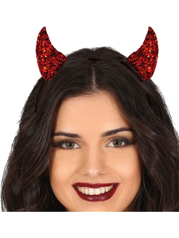 Rode duivel horen glitter haarband halloween