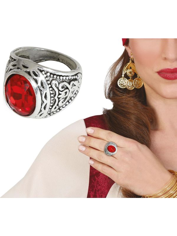 Rode edelsteen ring plastic halloween main product photo