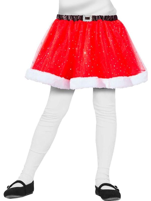 Rode glitter kerstvrouw tutu kind