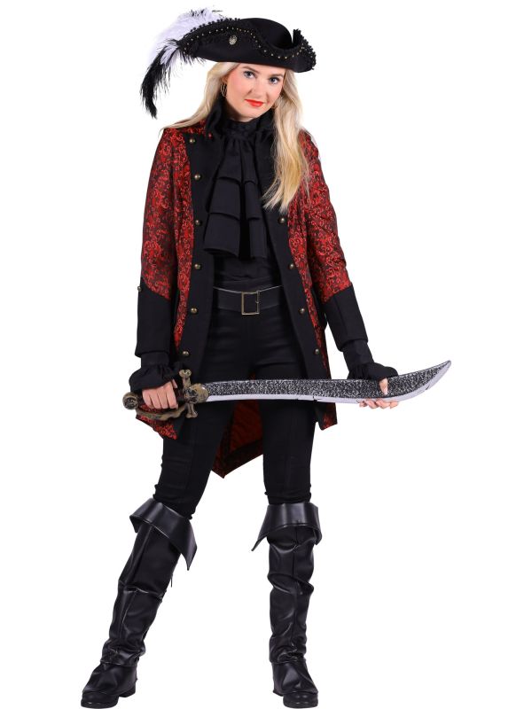 Rode Gothic Piratenjas Dames Halloween