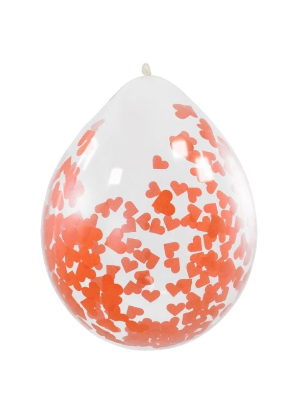 Rode hartjes confetti ballonnen 4 stuks