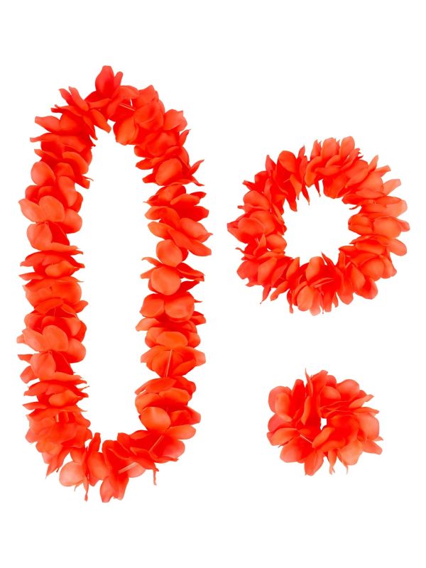 Rode Hawaii Verkleedset Bloemenkransen