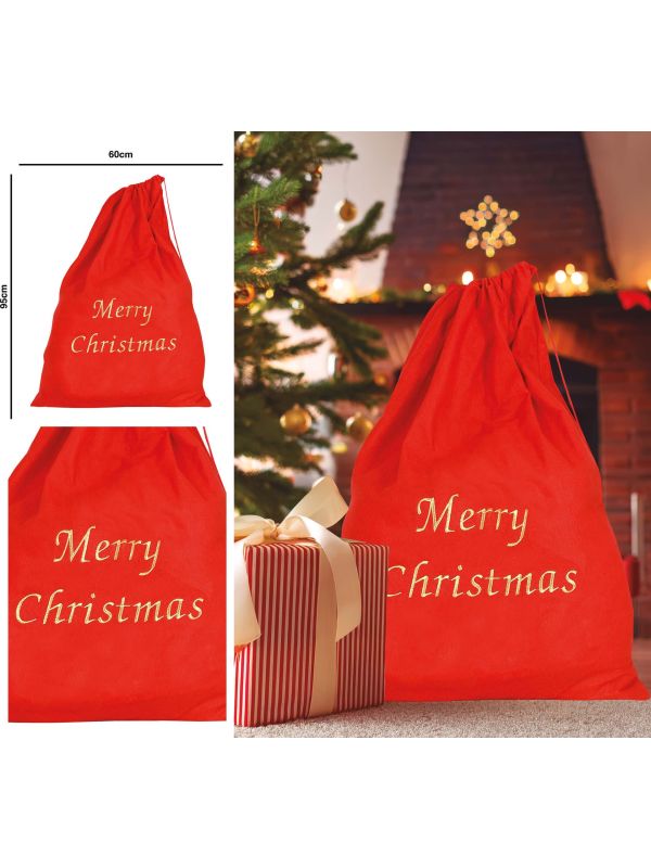 Rode kerstman cadeauzak merry christmas