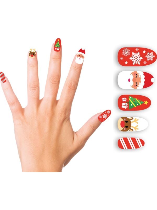 Rode kerstman nepnagels zelfklevend 10 stuks