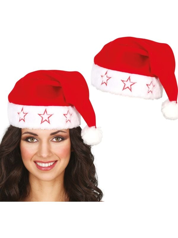 Rode kerstmuts met sterren