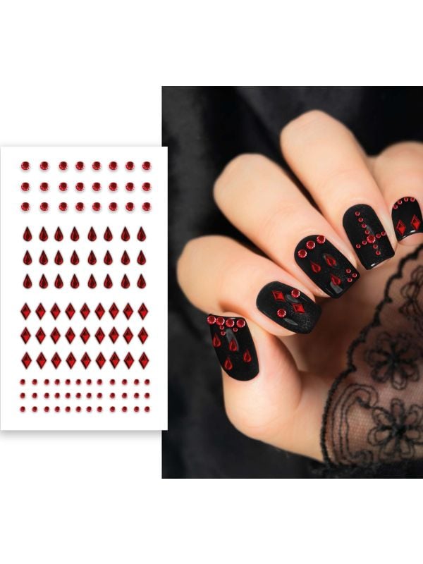 Rode nagelstickers diamond