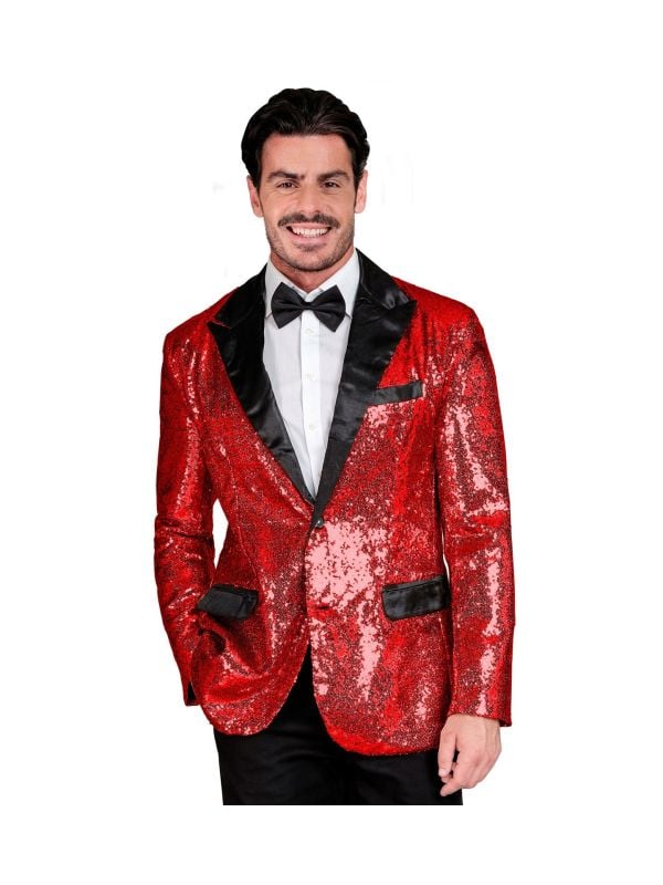 Rode pailletten gala colbert mannen
