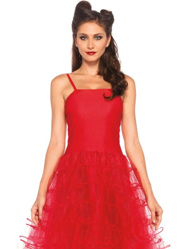 Rode Rockabilly jurk met tule